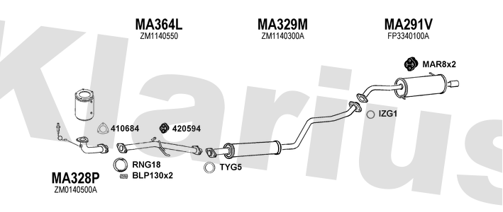 Klarius MA328P - Centre Pipe  - Fits Mazda 323 F 1.6i