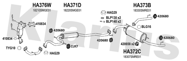 Klarius HA376W - Centre Pipe  - Fits Honda Civic 1.8i