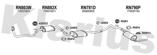 Klarius RN803W - Front Pipe  - Fits Renault Trafic 1.9D