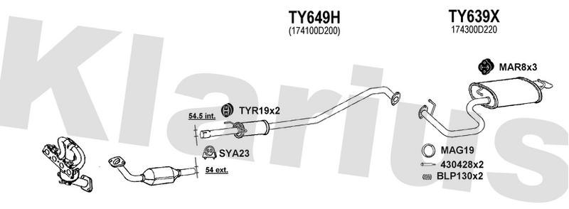 Klarius TY649H - Box With Centre Pipe  - Fits Toyota Avensis 1.8VVTi