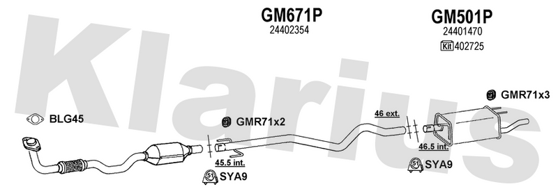 Klarius GM671P - Catalyst Repair Pipe  - Fits Opel Combo 1.7Di,1.7DTi