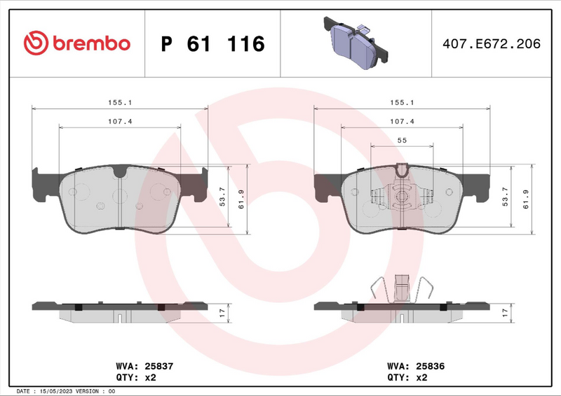 Brembo Brake Pad Set - P61116