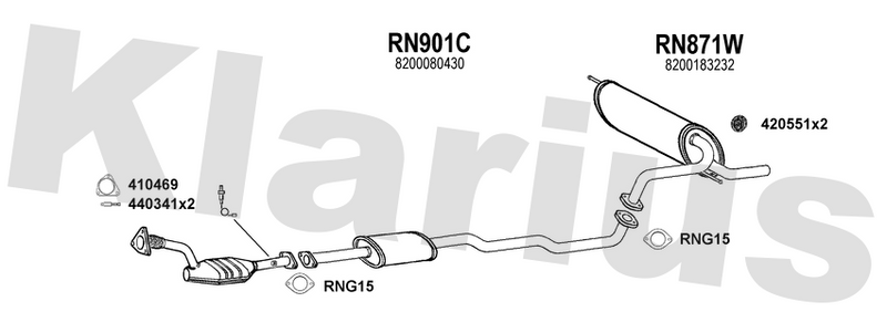 Klarius RN901C - Box With Centre Pipe  - Fits Renault Scenic I 2.0i