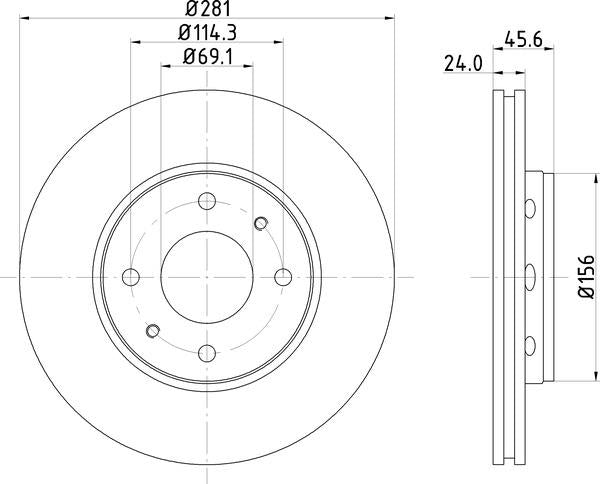 Mintex Brake Discs fits -Mitsubishi Volvo V281:4 MDC1081 (also fits other vehicles)