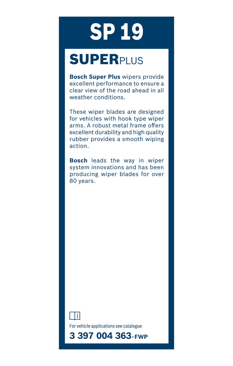Bosch Wiper Blades - 475mm - SP19