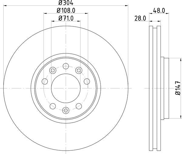 Mintex Brake Discs fits -Citroën Fiat Peugeot Toyota V325:5 MDC1848C (also fits other vehicles)
