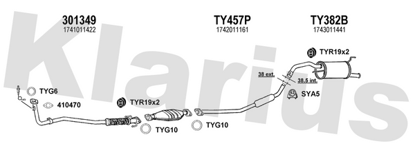 Klarius 301349 - Front Pipe For Cat  - Fits Toyota Starlet 1.3i