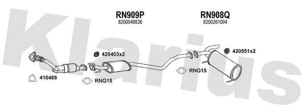Klarius RN909P - Box With Centre Pipe  - Fits Renault Kangoo 1.6i