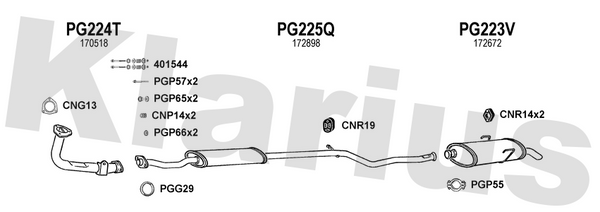 Klarius PG224T - Front Pipe  - Fits Peugeot 106 1.4i