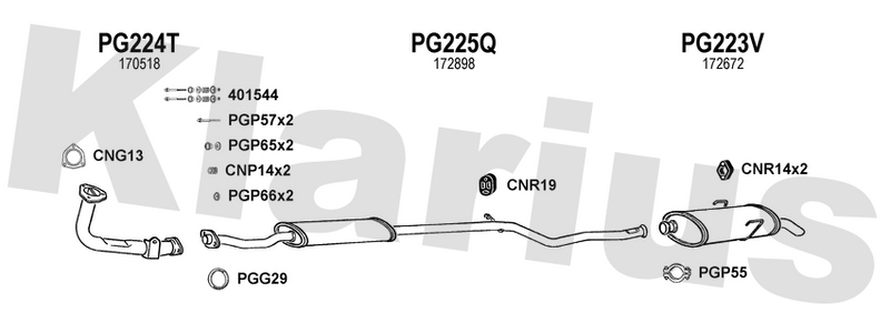 Klarius PG224T - Front Pipe  - Fits Peugeot 106 1.4i
