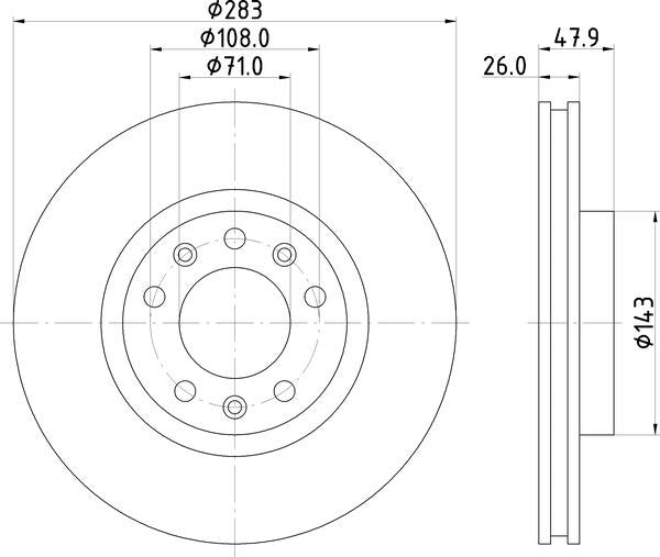 Mintex Brake Discs fits -Peugeot V280:5 MDC2607 (also fits other vehicles)
