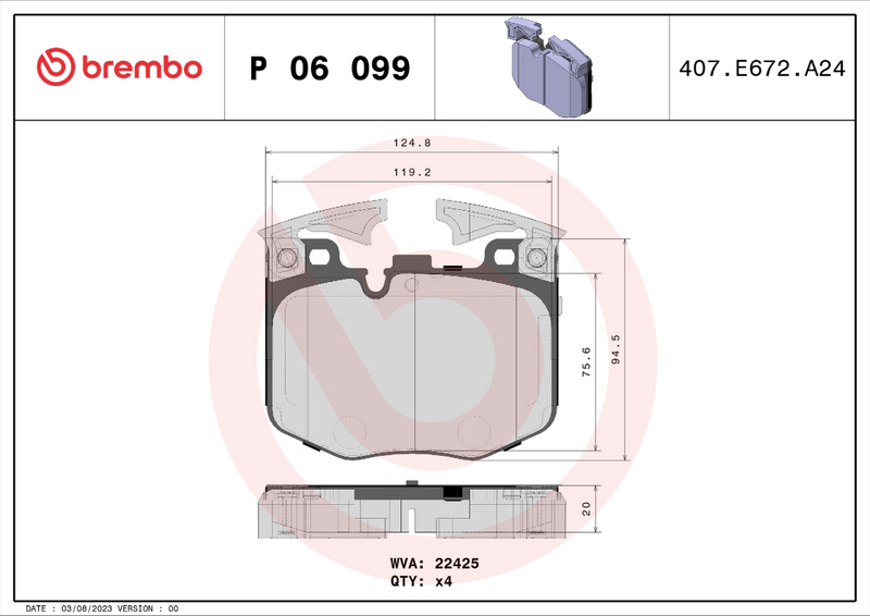 Brembo Brake Pad Set - P06099
