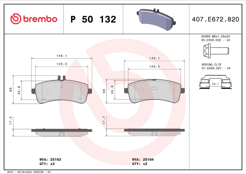 Brembo Brake Pad Set - P50132
