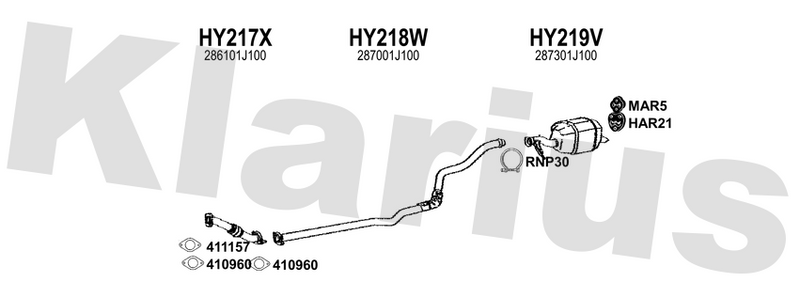 Klarius HY217X - Centre Pipe  - Fits Hyundai i20 1.2i