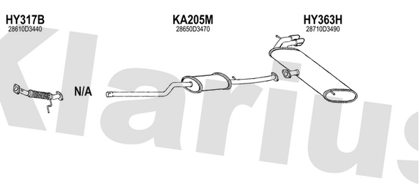 Klarius HY317B - Centre Pipe  - Fits Hyundai Tucson 1.6 T-GDi