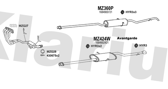 Klarius MZ360P - Box With Tail Pipe  - Fits Mercedes A140 1.4i