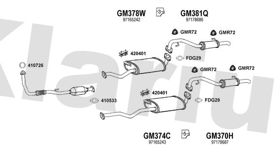 Klarius GM374C - Box With Centre Pipe  - Fits Opel Frontera 2.2DTi