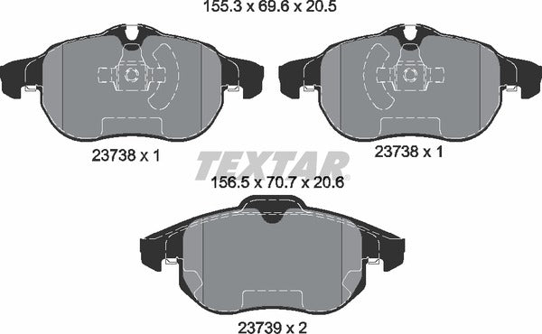 CadillAC Fiat Opel Saab Vauxhall, Brake Pad Set - Textar 2373807