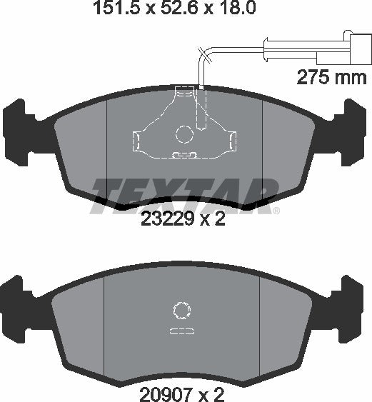 Textar Brake Pad Set - 2322901