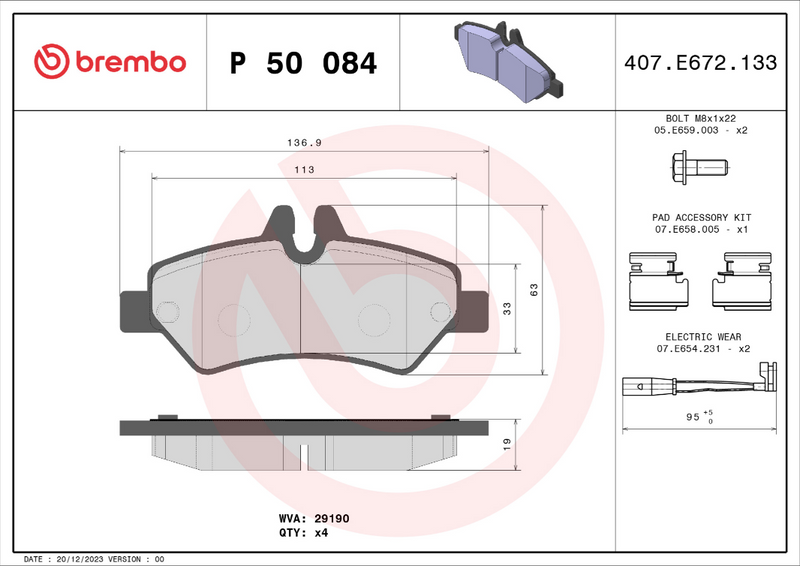 Brembo Brake Pad Set - P50084