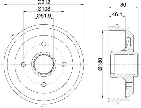 Mintex Brake Drum (Single) fits -Citroën Mega Peugeot MBD035 (also fits other vehicles)