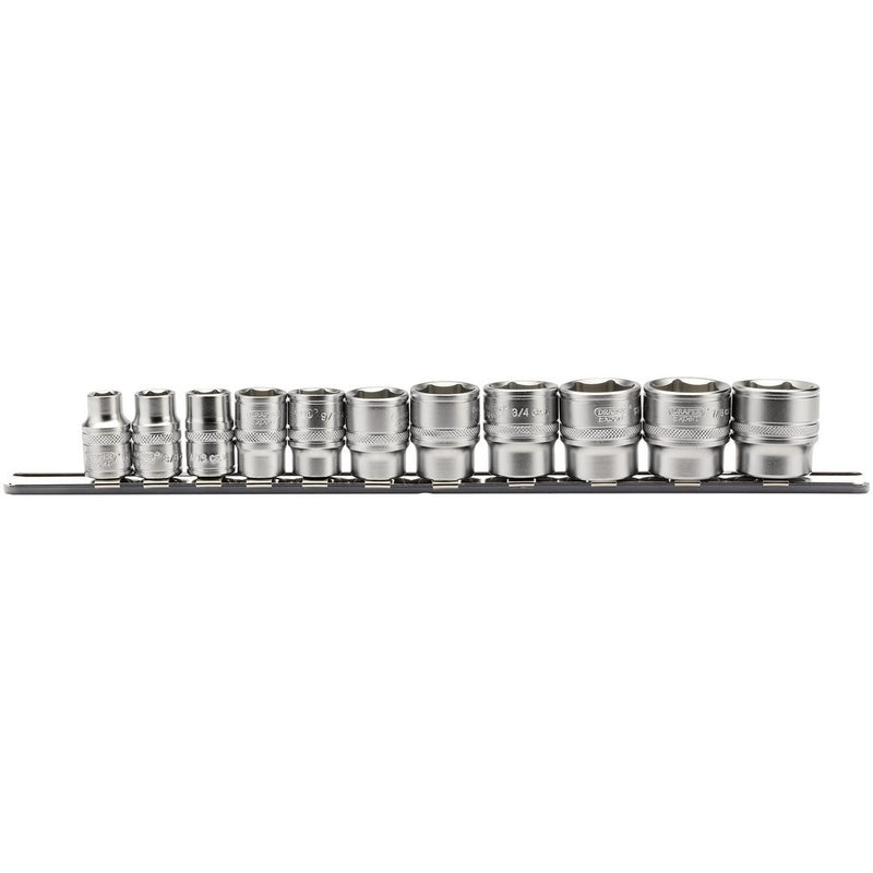 Imperial Socket Set on a Metal Rail, 3/8" Sq Dr (11 Piece)