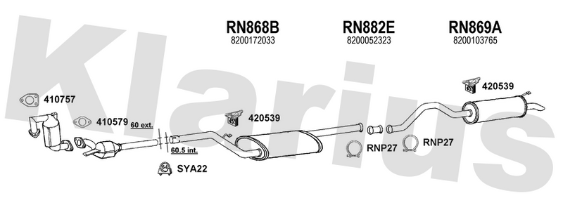 Klarius RN868B - Box With Centre Pipe  - Fits Renault Grand Espace 2.2dCi