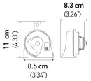 HELLA 3PA 013 410-011 Trumpet Horn CA20 - 12/24V - 115dB(A) - High Tone - Quantity: 1
