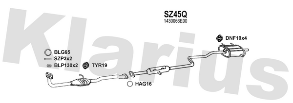 Klarius SZ45Q - Box With Tail Pipe  - Fits Suzuki Swift 1.0i