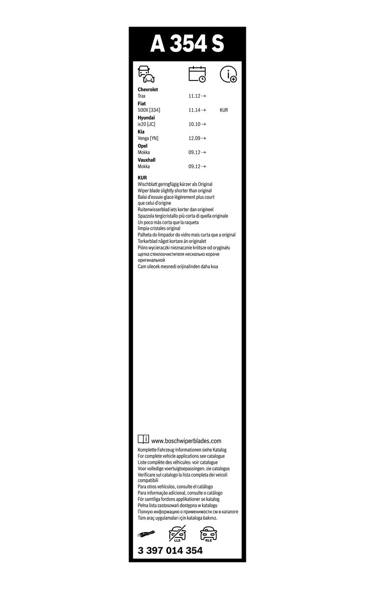 Bosch Aerotwin Front Wiper Blade Set - 650/340mm - A354S