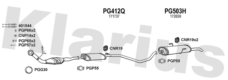 Klarius PG412Q - Box With Centre Pipe  - Fits Peugeot 306 1.8i