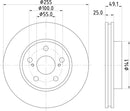 Mintex Brake Discs fits -Toyota V255:5 MDC1025 (also fits other vehicles)