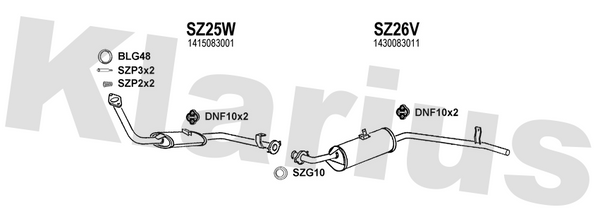 Klarius SZ25W - Box With Front Pipe  - Fits Suzuki SJ413 1.3