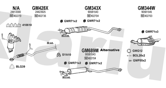 Klarius GM428X - Centre Pipe  - Fits Opel Astra G 1.8i