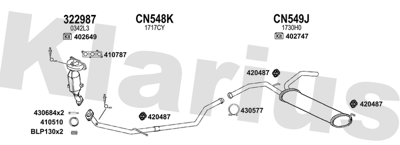Klarius 322987 - Catalyst Type Approved Withpip  - Fits Citroen C1 1.0i
