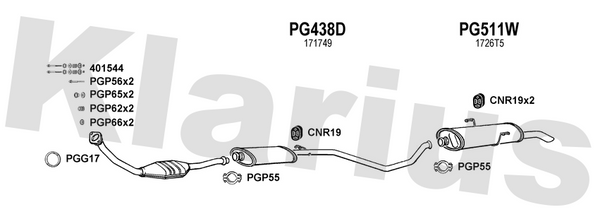 Klarius PG438D - Box With Centre Pipe  - Fits Peugeot 306 1.9TD