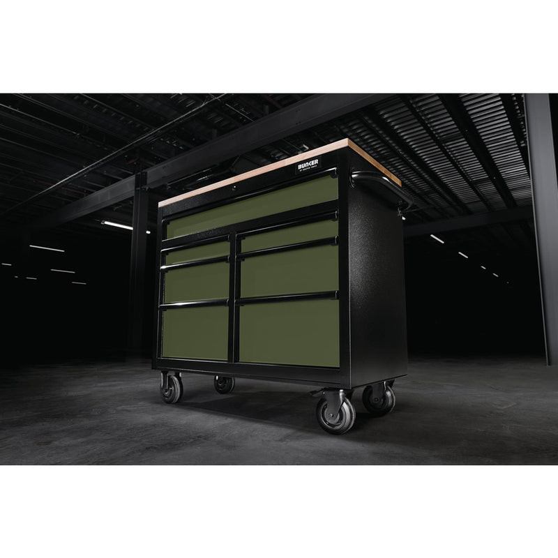 BUNKER Workbench Roller Tool Cabinet, 7 Drawer, 41", Green