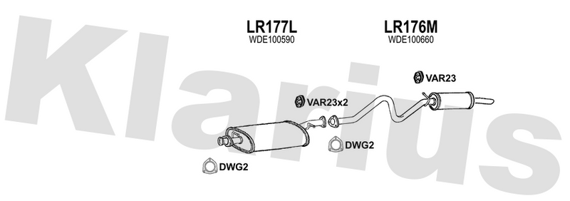 Klarius LR177L - Box With Centre Pipe  - Fits Land Rover Discovery 2.5TDI