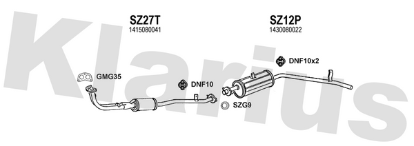 Klarius SZ27T - Box With Front Pipe  - Fits Suzuki SJ410 1.0