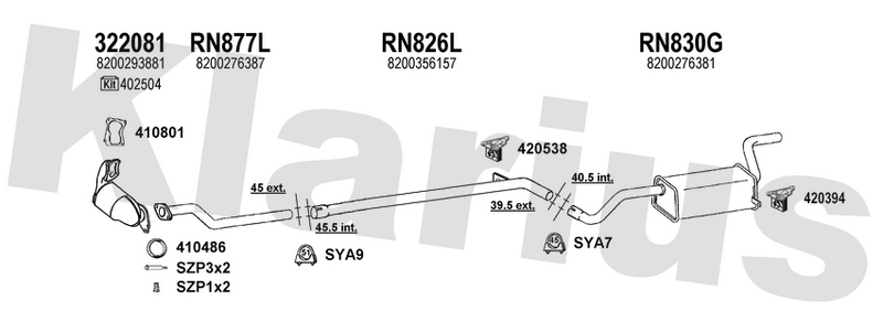 Klarius RN877L - Front Pipe  - Fits Renault Clio 1.2T
