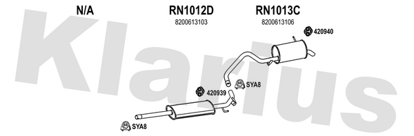 Klarius RN1012D - Box With Centre Pipe  - Fits Renault Kangoo 1.6