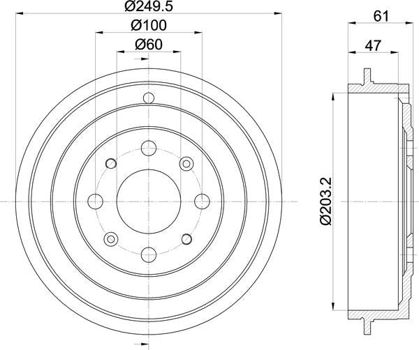 Mintex Brake Drum (Single) fits -Citroën Peugeot MBD320 (also fits other vehicles)