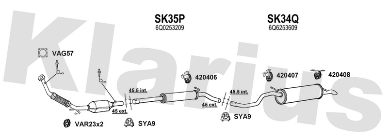 Klarius SK35P - Box With Centre Pipe  - Fits Seat Cordoba 1.4i
