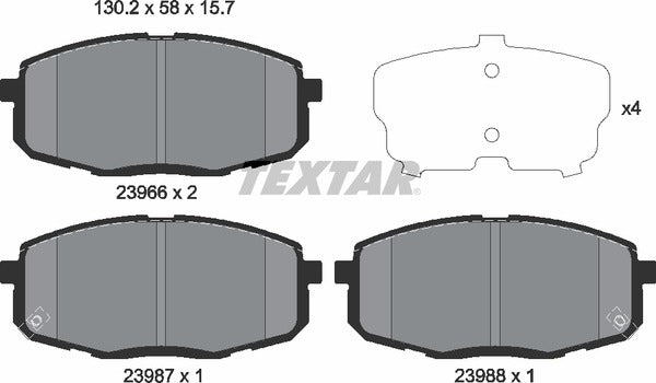 Hyundai Kia, Brake Pad Set - Textar 2396601