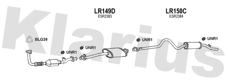 Klarius LR149D - Box With Centre Pipe  - Fits Land Rover 110 2.5TDi