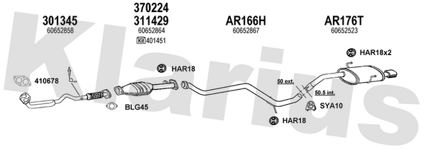 Klarius 301345 - Front Pipe For Cat  - Fits Alfa Romeo 156 1.8i
