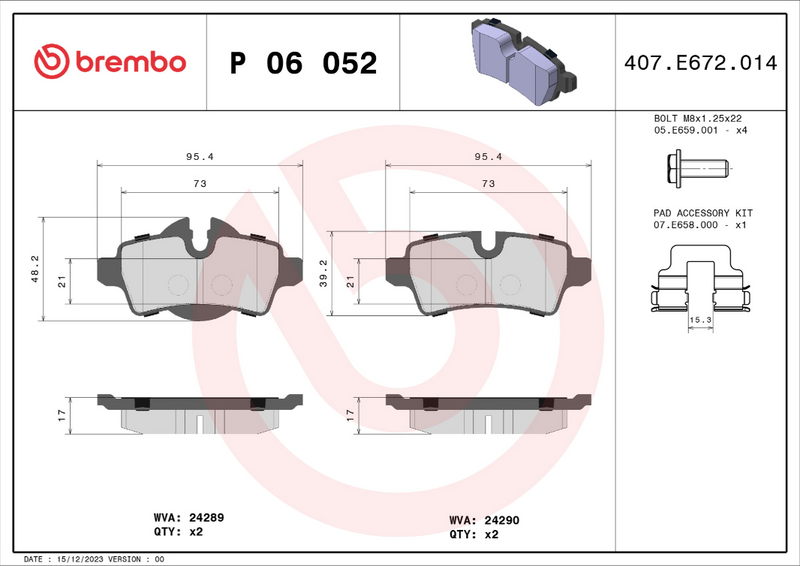 Brembo Brake Pad Set - P06052