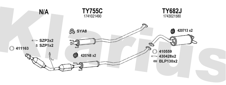 Klarius TY755C - Box With Centre Pipe  - Fits Toyota Prius 1.5i