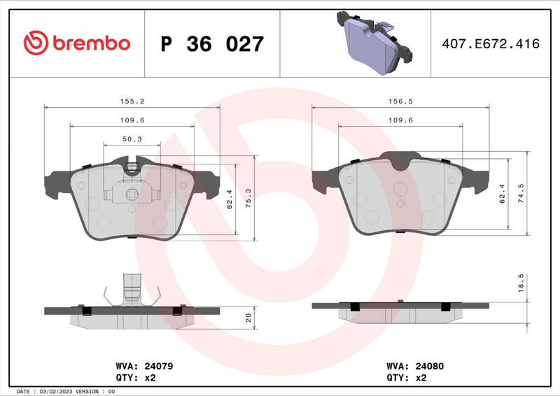 Brembo Brake Pad Set - P36027