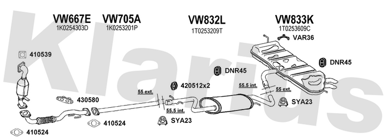 Klarius VW667E - Front Pipe  - Fits Volkswagen Golf Plus VI 1.4TSi